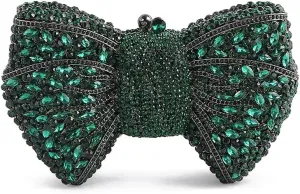 Women Luxury Bowknot Shaped Evening Clutch Sparkling Rhinestones Handbag for Banquet Wedding Party