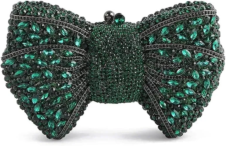 Women Luxury Bowknot Shaped Evening Clutch Sparkling Rhinestones Handbag for Banquet Wedding Party