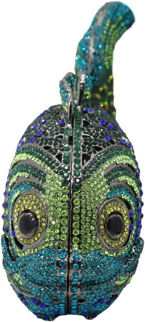 Women Mini Fish Clutch Luxury Rhinestones Purse Sparkling Banquet Handbag Wedding Party Clutch Bag