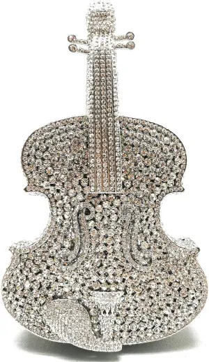 Women Mini Violin Evening Bag Sparkling Rhinestones Clutch Wedding Party Banquet Purse