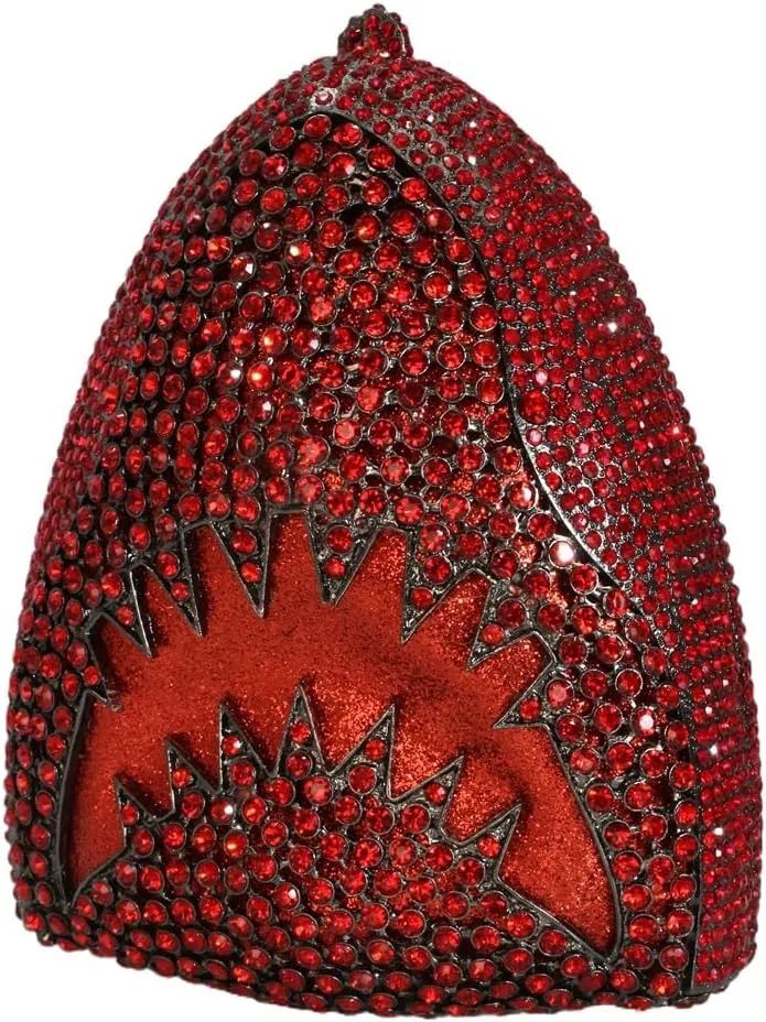 Women Rhinestone Evening Handbag Sparkling Unique Shark Head Design Clutch Trendy Glitter Shoulder Diamond Purse