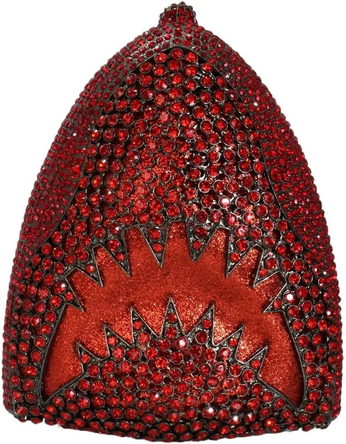 Women Rhinestone Evening Handbag Sparkling Unique Shark Head Design Clutch Trendy Glitter Shoulder Diamond Purse