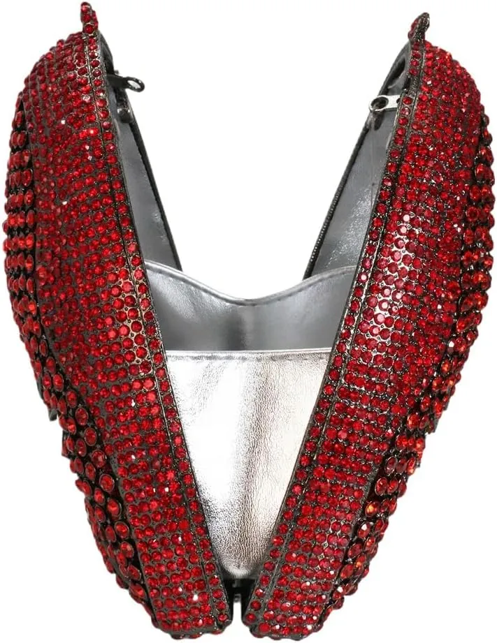 Women Rhinestone Evening Handbag Sparkling Unique Shark Head Design Clutch Trendy Glitter Shoulder Diamond Purse