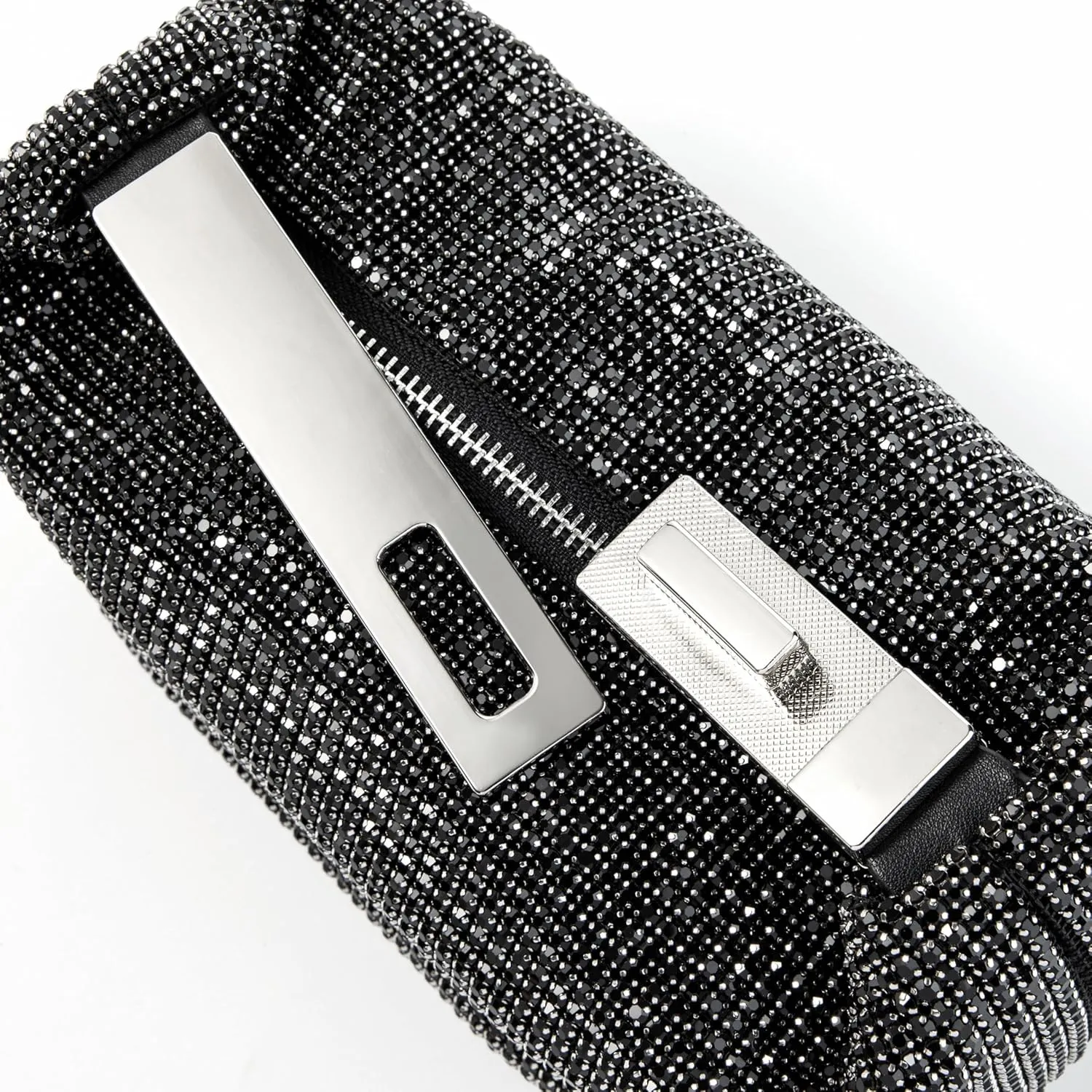 Women Rhinestone Handbag Metal Handle Sparkling Clutch Crystal Evening Bag for Wedding Party