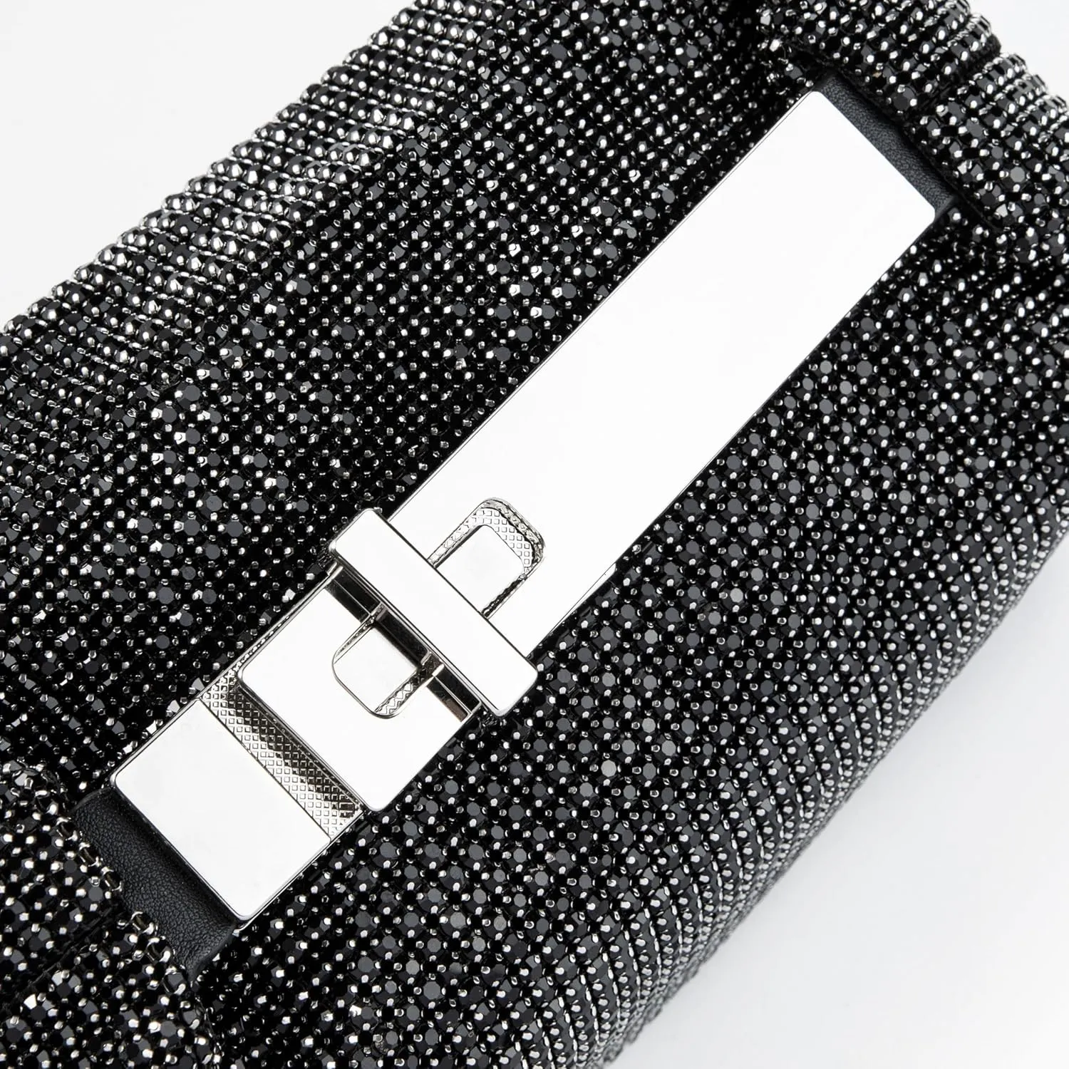 Women Rhinestone Handbag Metal Handle Sparkling Clutch Crystal Evening Bag for Wedding Party