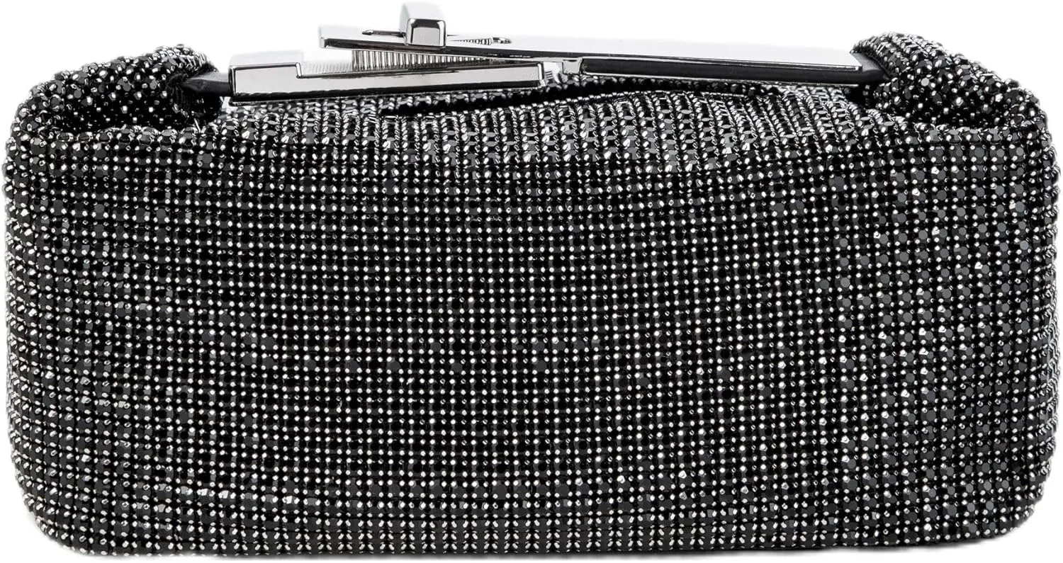 Women Rhinestone Handbag Metal Handle Sparkling Clutch Crystal Evening Bag for Wedding Party