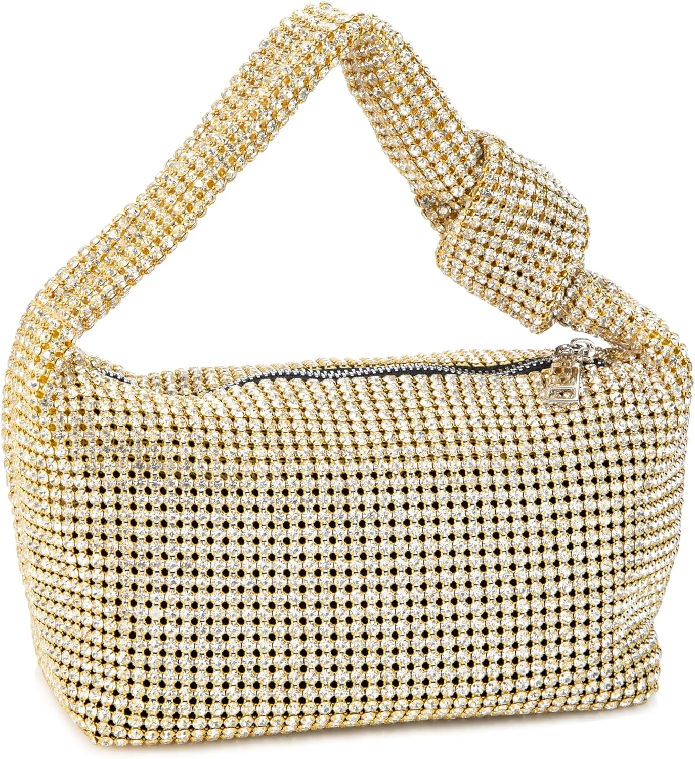 Women Rhinestone Knotted Evening Bag Sparkling Clutch Crystal Handbag for Wedding Party