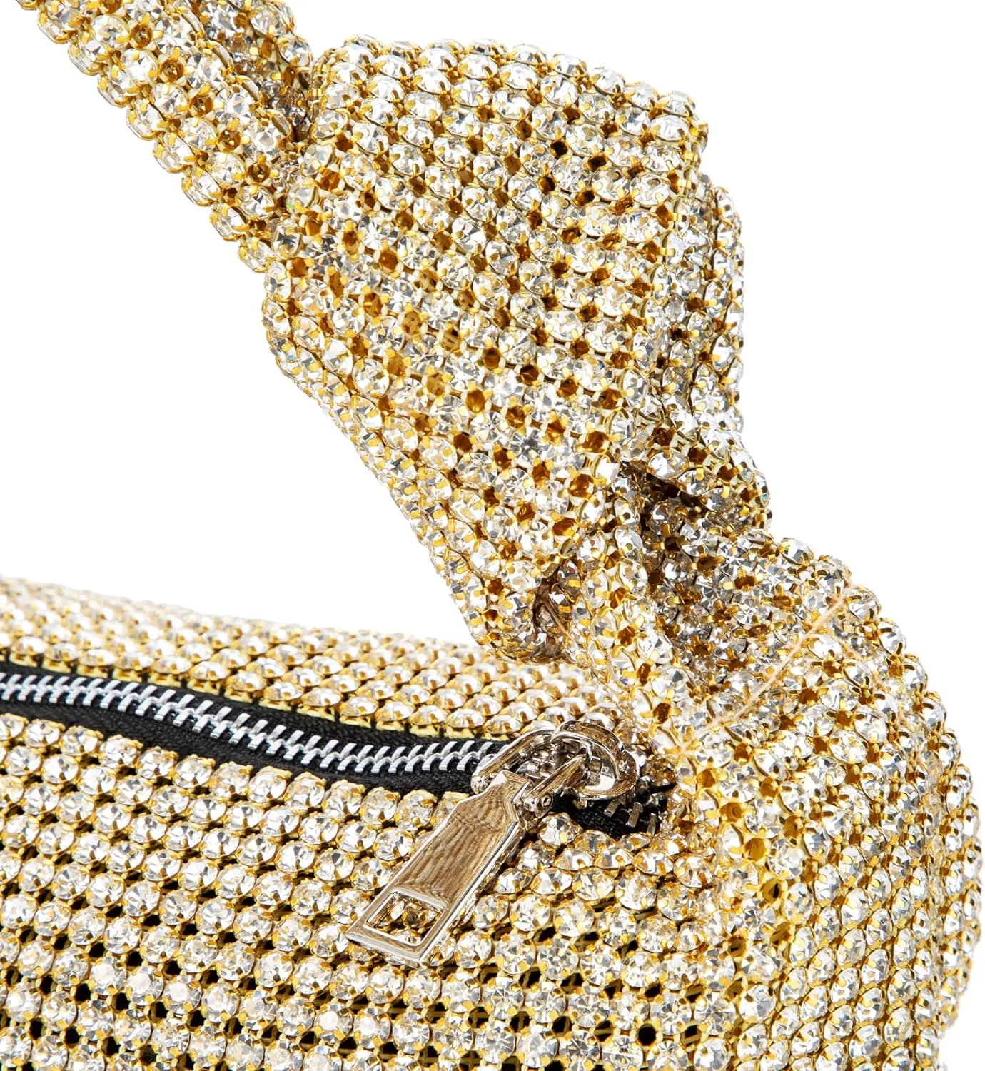 Women Rhinestone Knotted Evening Bag Sparkling Clutch Crystal Handbag for Wedding Party