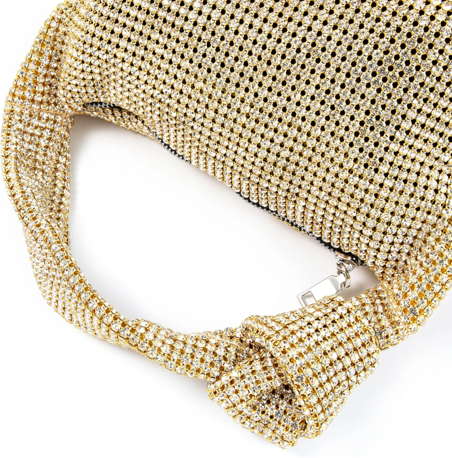 Women Rhinestone Knotted Evening Bag Sparkling Clutch Crystal Handbag for Wedding Party