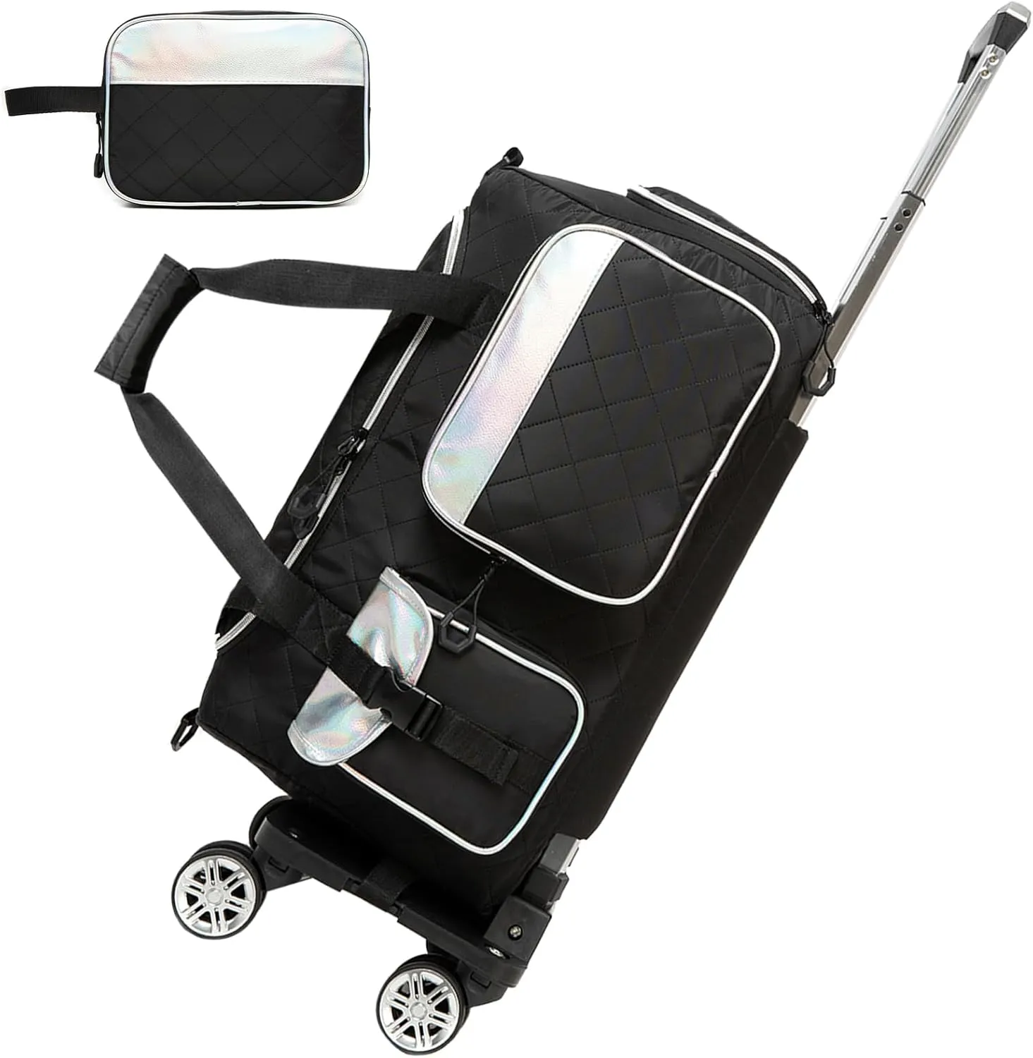 Women Rolling Duffle Bag with Wheels Carry On Duffle Bag with Wheels and Handle Weekender Bag for Women with Shoes Compartment Women Duffle Bag for Travel with Toiletry Bag