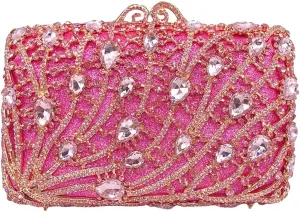 Women Sparkling Rhinestone Clutch Purse Seaweed Crystal Evening Bag Wedding Handbag Shoulder Bag for Prom Party