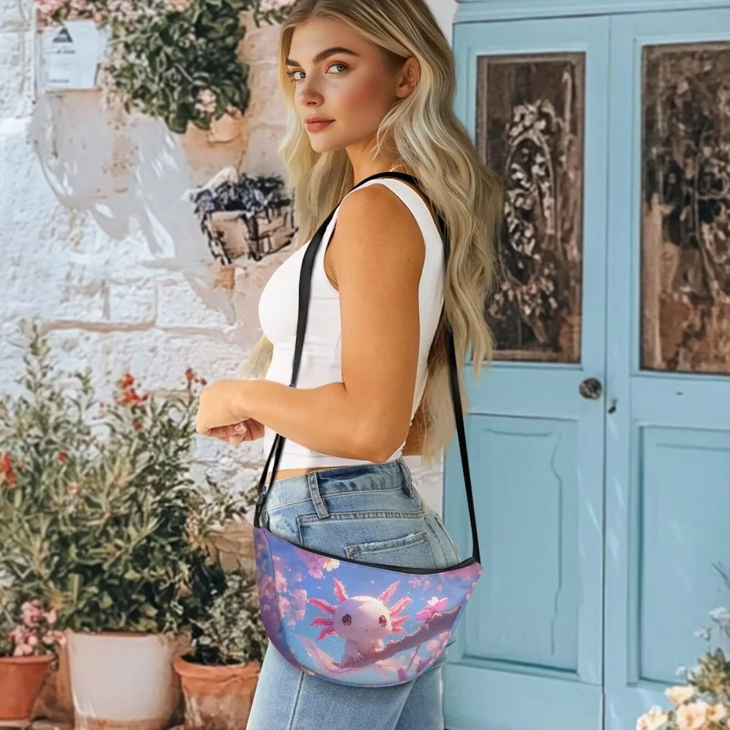 Women Trendy Crossbody Bag Men Lightweight Sling Crescent Purses with Adjustable Strap Fanny Packs Casual Handbag
