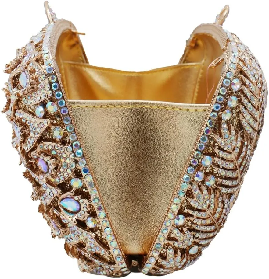 Women Vine Evening Handbag Sparkling Rhinestone Leaf Pattern Clutch Elegant Purse Bag for Party Wedding Banquet
