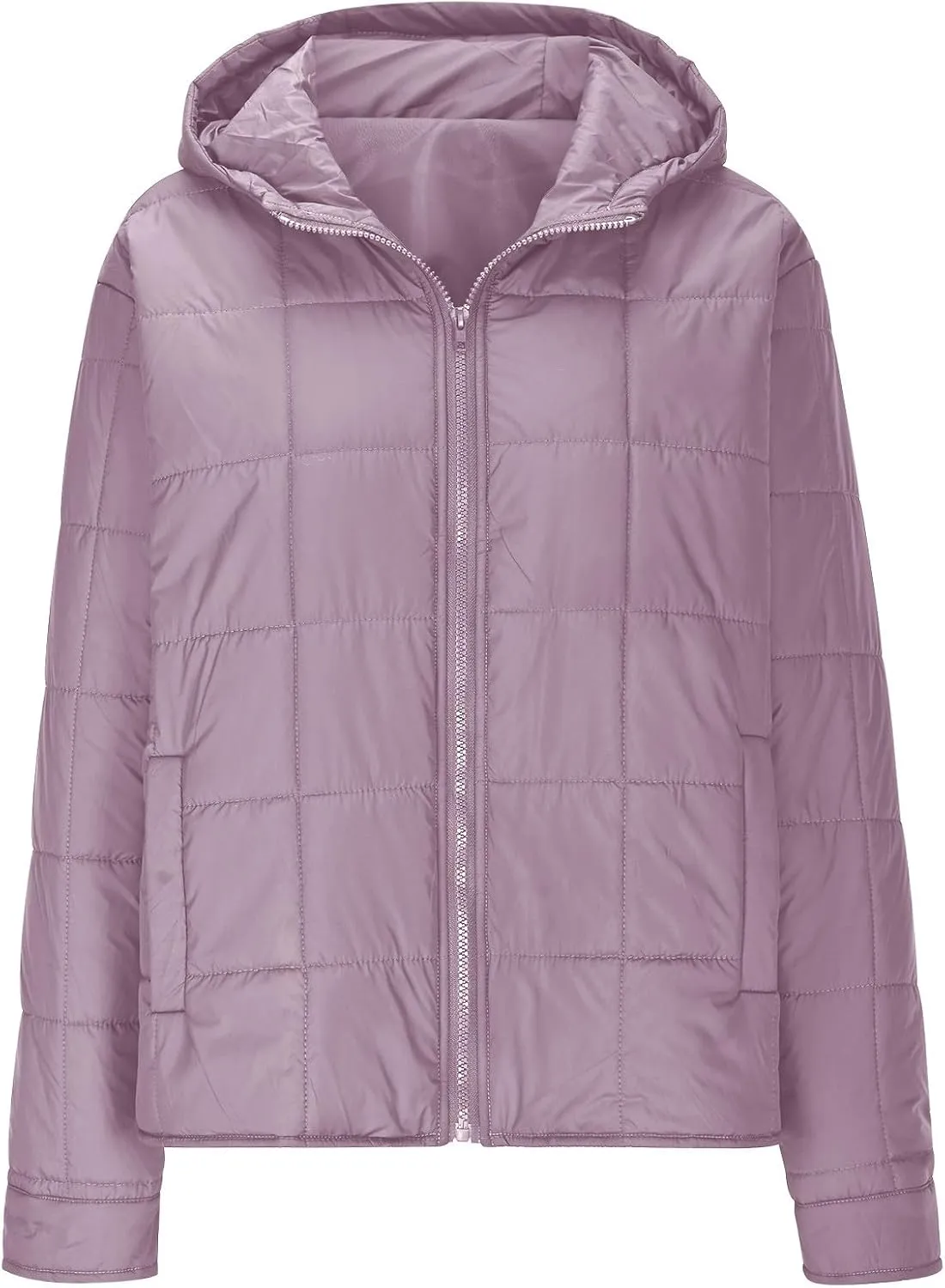 Women Winter Coats Long Sleeve Lightweight Short Jacket Casual Full Zip Baggy Warm Puffer Jacket