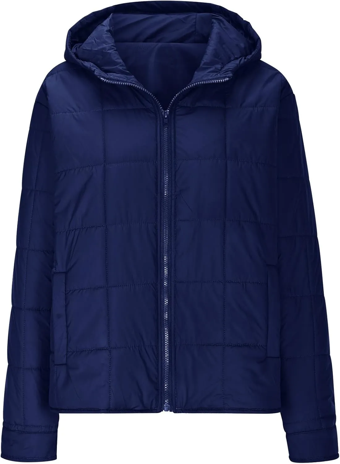 Women Winter Coats Long Sleeve Lightweight Short Jacket Casual Full Zip Baggy Warm Puffer Jacket