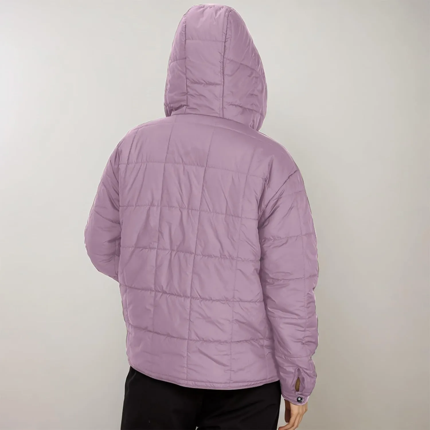 Women Winter Coats Long Sleeve Lightweight Short Jacket Casual Full Zip Baggy Warm Puffer Jacket