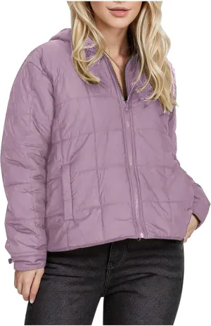 Women Winter Coats Long Sleeve Lightweight Short Jacket Casual Full Zip Baggy Warm Puffer Jacket