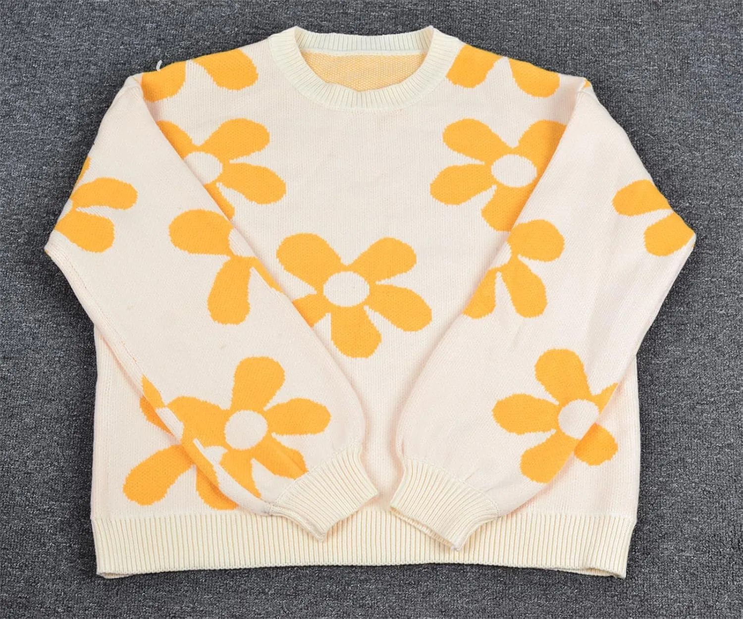 Womens Autumn Winter Sweaters Warm Comfortable Pullovers Casual Fashion Cardigans Ladies Printed Flower Sweater