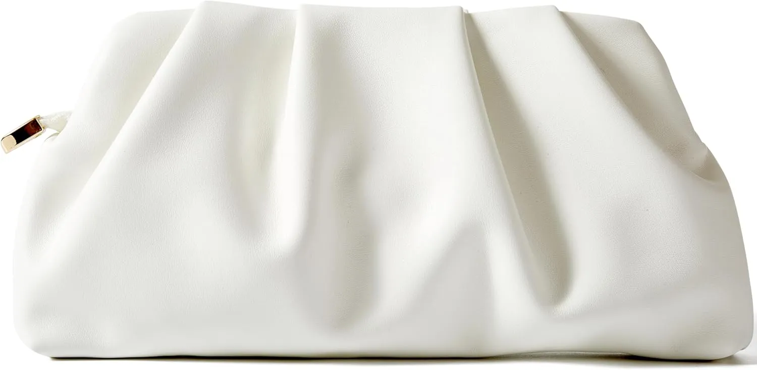 Women's Evening Bag Ruched Clutch Purse Detachable Chain Crossbody Bag