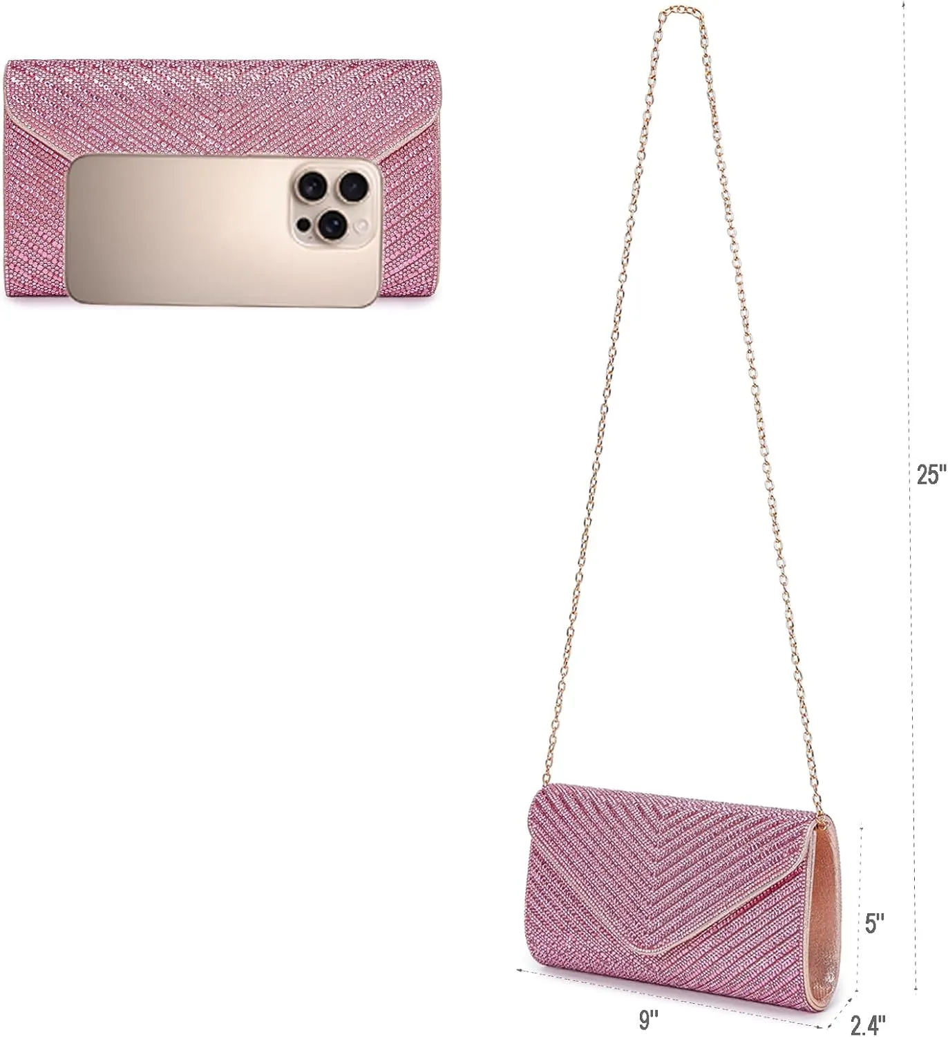 Women's Evening Handbags Envelope Clutch Purses Ladies Crossbody Bags Rhinestone Wedding Bag Shoulder Bag for Women