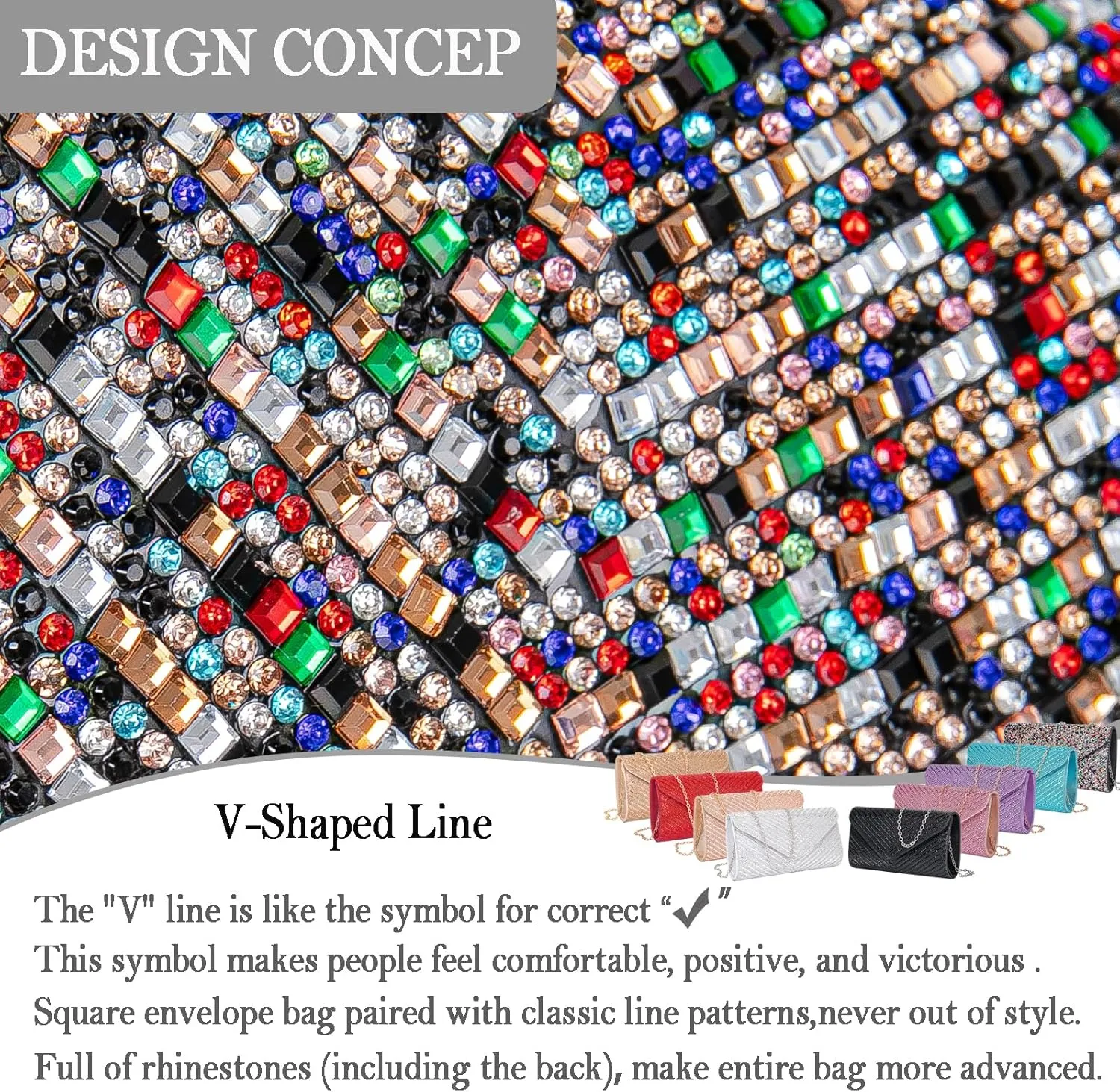 Women's Evening Handbags Envelope Clutch Purses Ladies Crossbody Bags Rhinestone Wedding Bag Shoulder Bag for Women