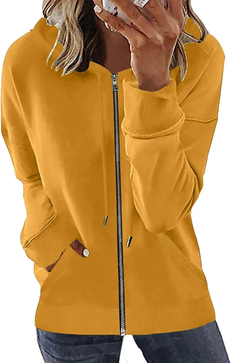 Womens Full Zip Up Hoodie Jacket Long Sleeve Hooded Sweatshirts With Pockets Fall Fashion 2023 Outfits