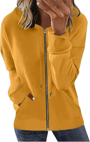 Womens Full Zip Up Hoodie Jacket Long Sleeve Hooded Sweatshirts With Pockets Fall Fashion 2023 Outfits