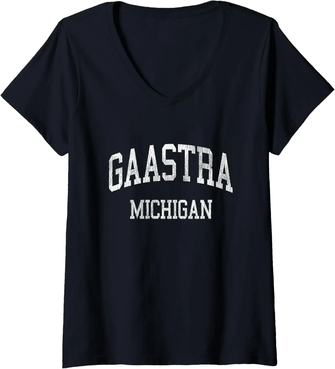Womens Gaastra Michigan MI Vintage Athletic Sports Design V-Neck T-Shirt