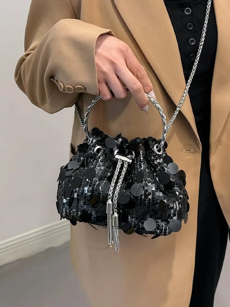 Women's Glitter Clutch Evening Handbags Sparkly Clutch Triangle Purse for 1920s Party Prom Wedding