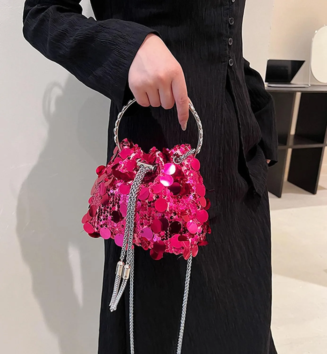Women's Glitter Clutch Evening Handbags Sparkly Clutch Triangle Purse for 1920s Party Prom Wedding