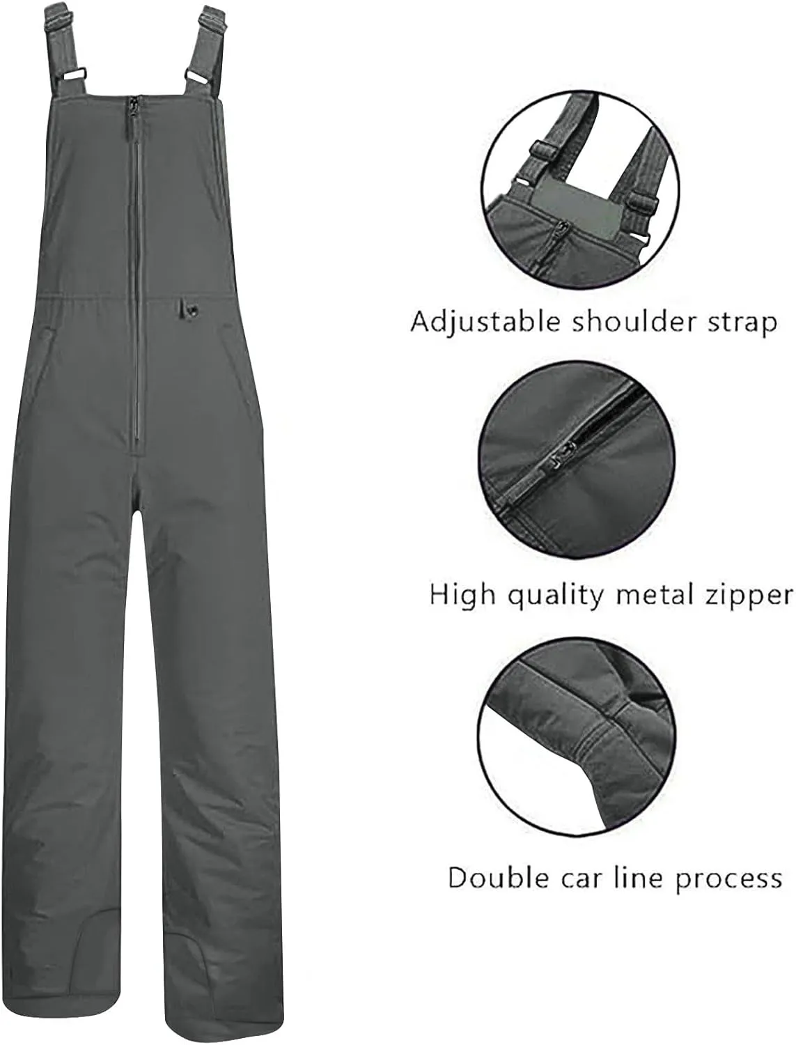 Women's Insulated Waterproof Ski Bib Overalls Snowboarding Pants Overalls Adjustable Shoulder Strap Jumpsuits