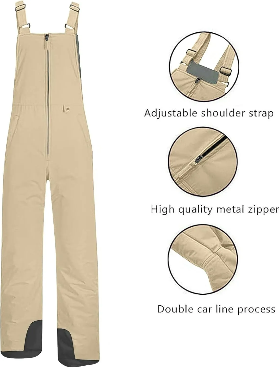 Women's Insulated Waterproof Ski Bib Overalls Snowboarding Pants Overalls Adjustable Shoulder Strap Jumpsuits