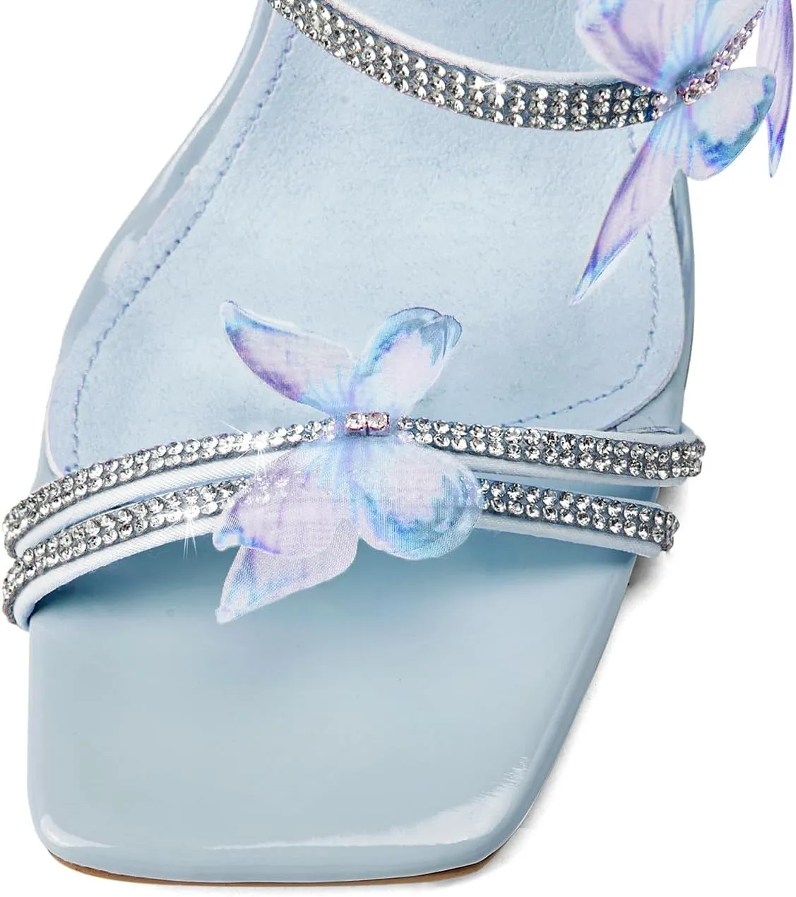 Womens Lace Up Sandals Square Open Toe Chunky High Heels Rhinestone Strappy High Block Heel Sandals Sparkly Dress Party Wedding Shoes