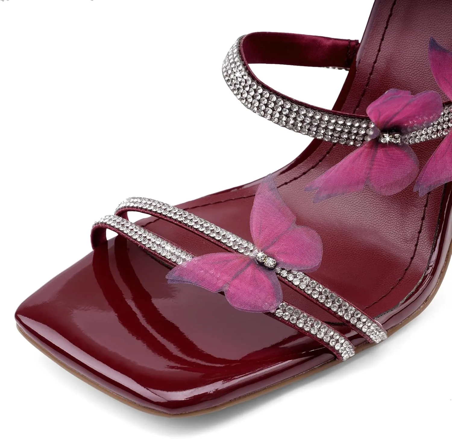 Womens Lace Up Sandals Square Open Toe Chunky High Heels Rhinestone Strappy High Block Heel Sandals Sparkly Dress Party Wedding Shoes