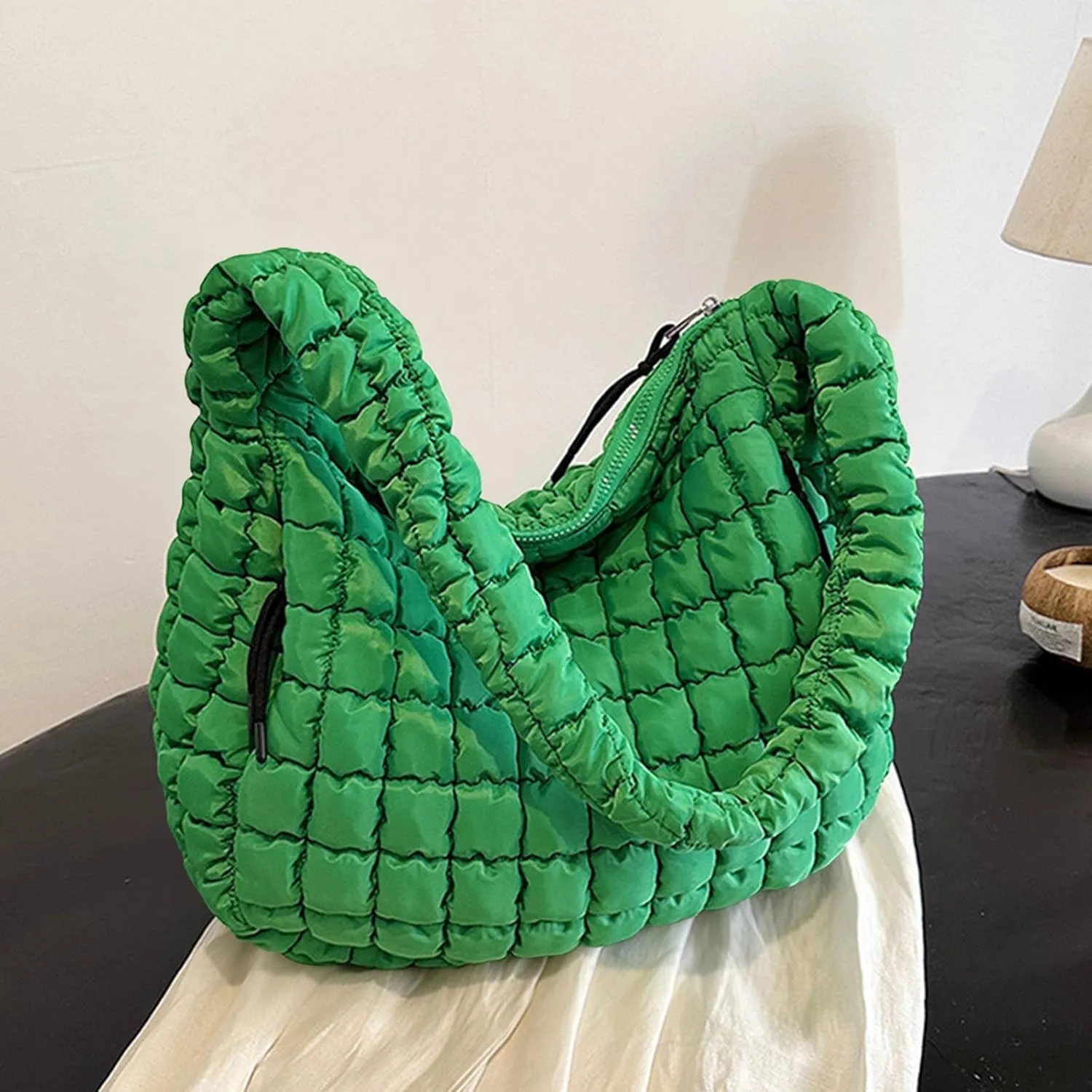 Womens Lightweight Quilted Carryall Gym Bag Soft Puffer Tote Bag Big Capacity Hobo Purse Beach Handbag
