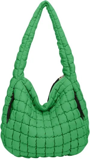 Womens Lightweight Quilted Carryall Gym Bag Soft Puffer Tote Bag Big Capacity Hobo Purse Beach Handbag