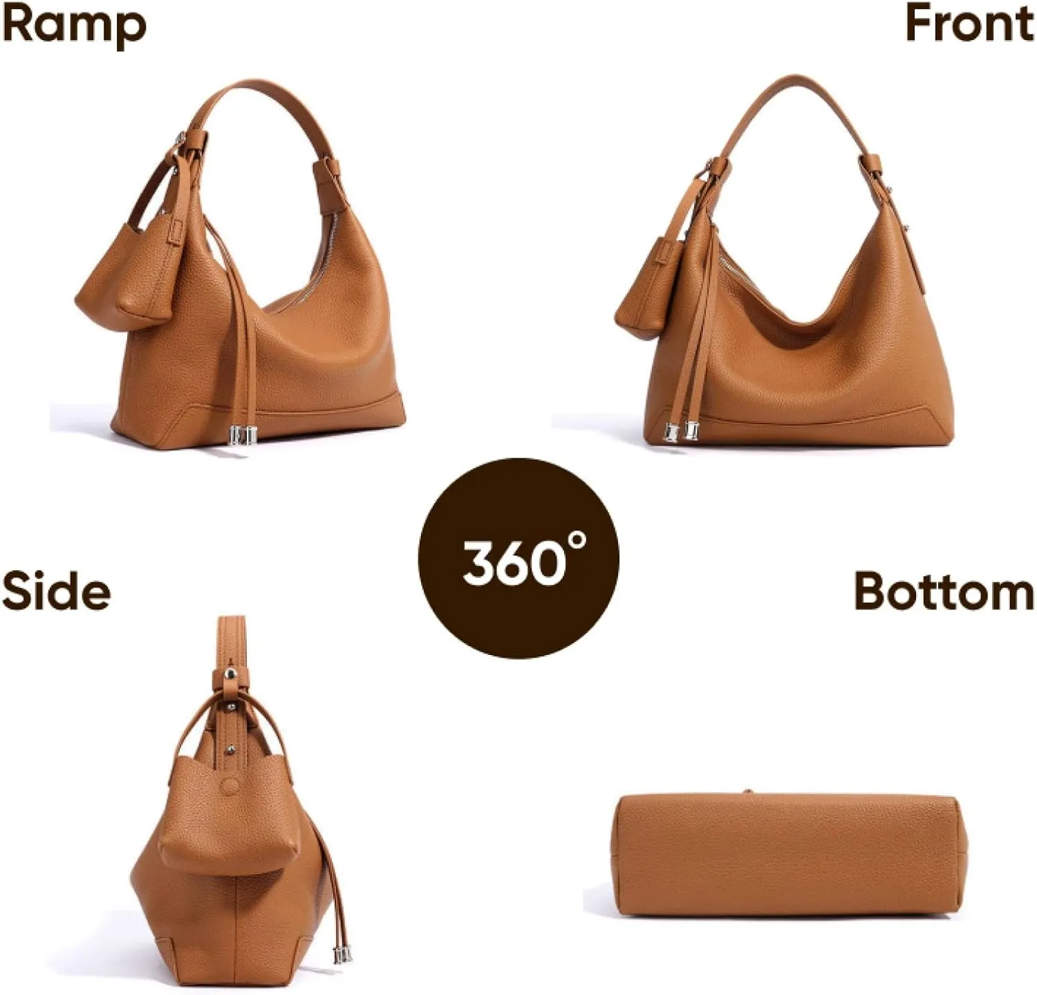 Women's Luxury Genuine Leather Shoulder Bag Stylish Hobo Bag for Professionals Spacious Dumpling Design