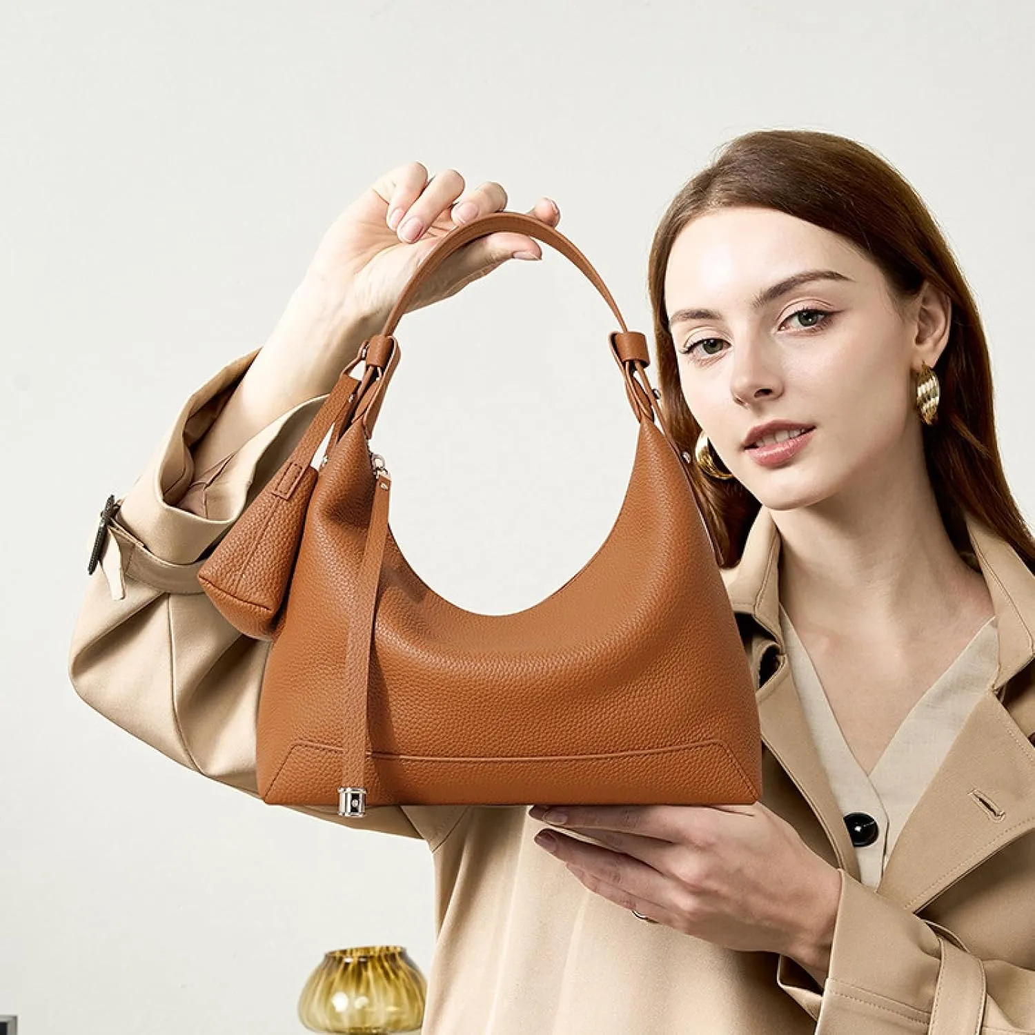 Women's Luxury Genuine Leather Shoulder Bag Stylish Hobo Bag for Professionals Spacious Dumpling Design