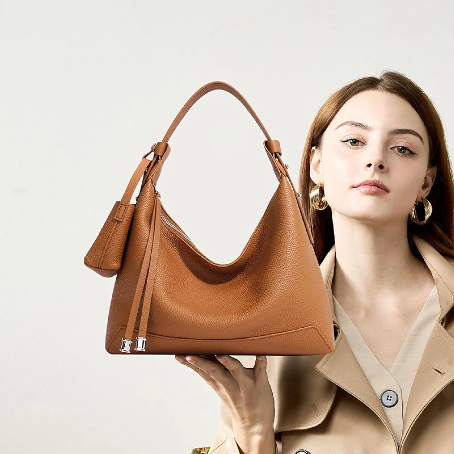 Women's Luxury Genuine Leather Shoulder Bag Stylish Hobo Bag for Professionals Spacious Dumpling Design