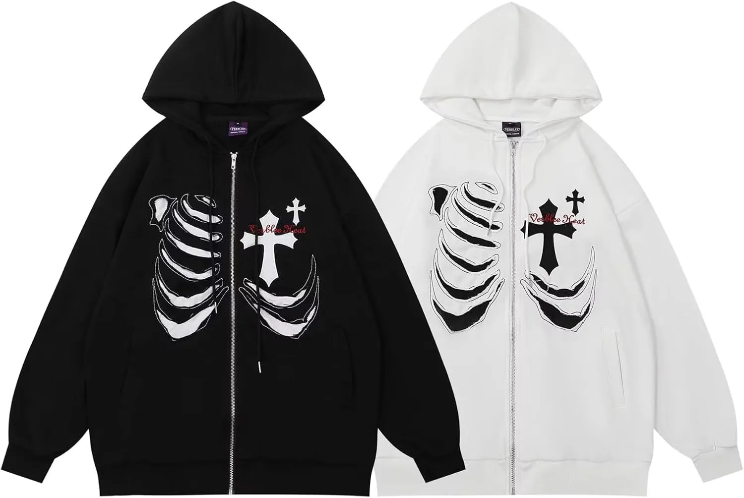 Womens Men Y2K Zip Up Sweatshirt Hoodies Cross Graphic Hood Long Sleeve 90S E-Girl Vintage Retro Harajuku Streetwear