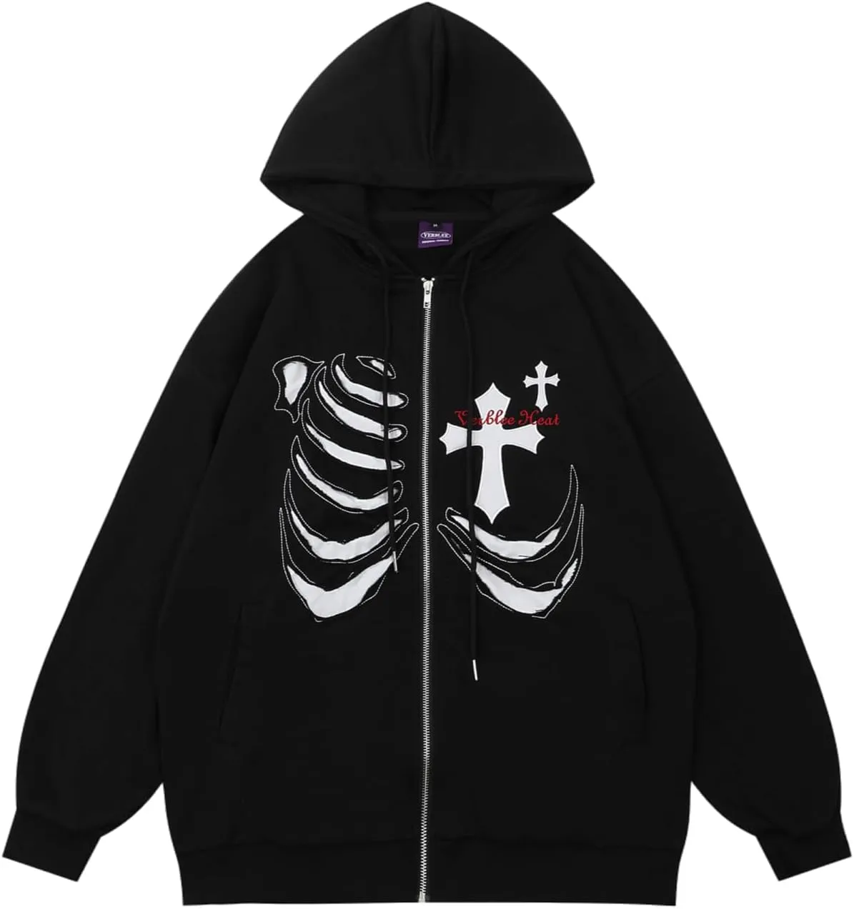 Womens Men Y2K Zip Up Sweatshirt Hoodies Cross Graphic Hood Long Sleeve 90S E-Girl Vintage Retro Harajuku Streetwear