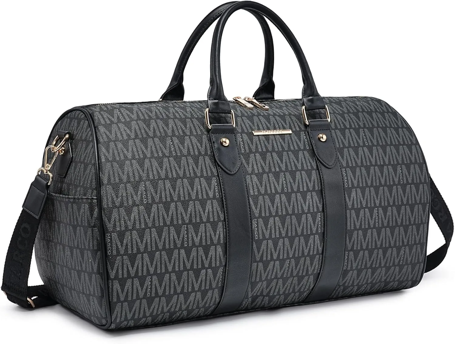 Women's Monogrammed PU Leather Duffel Bag - Scratch-Resistant Waterproof Multi-Pocket Design, Large Capacity Carry-On for Gym Yoga Work Weekender Travel​​