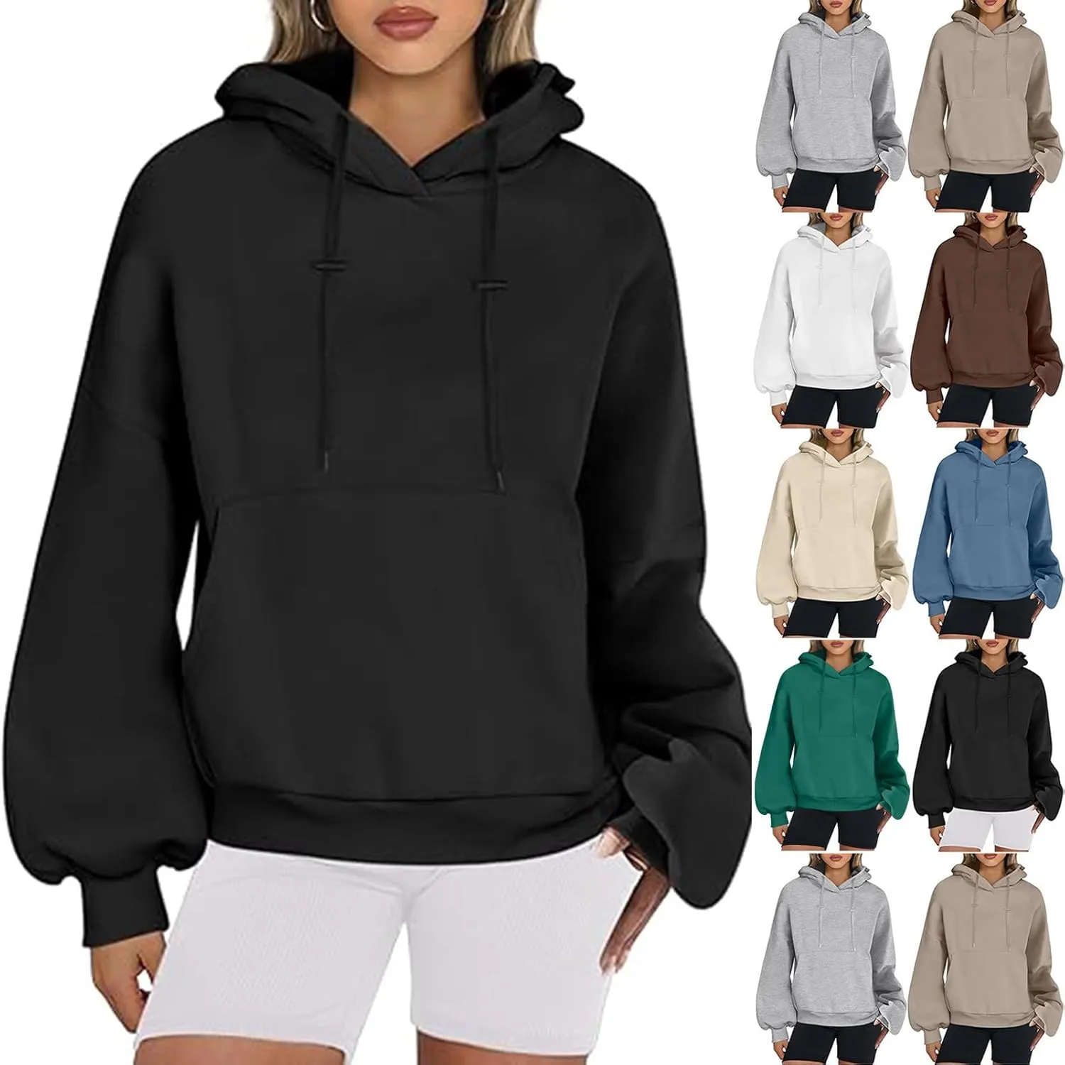 Womens Oversized Hoodies Casual Long Sleeve Fleece Sweatshirts Pullover Sweaters Teen Girls Preppy Tops Clothes