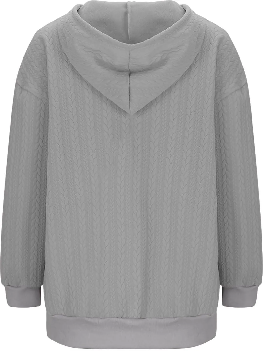 Womens Oversized Sweatshirt 2024 Zip Front Long Sleeve Hooded Knit Cardigan Sweater Solid Color Outwear Coat