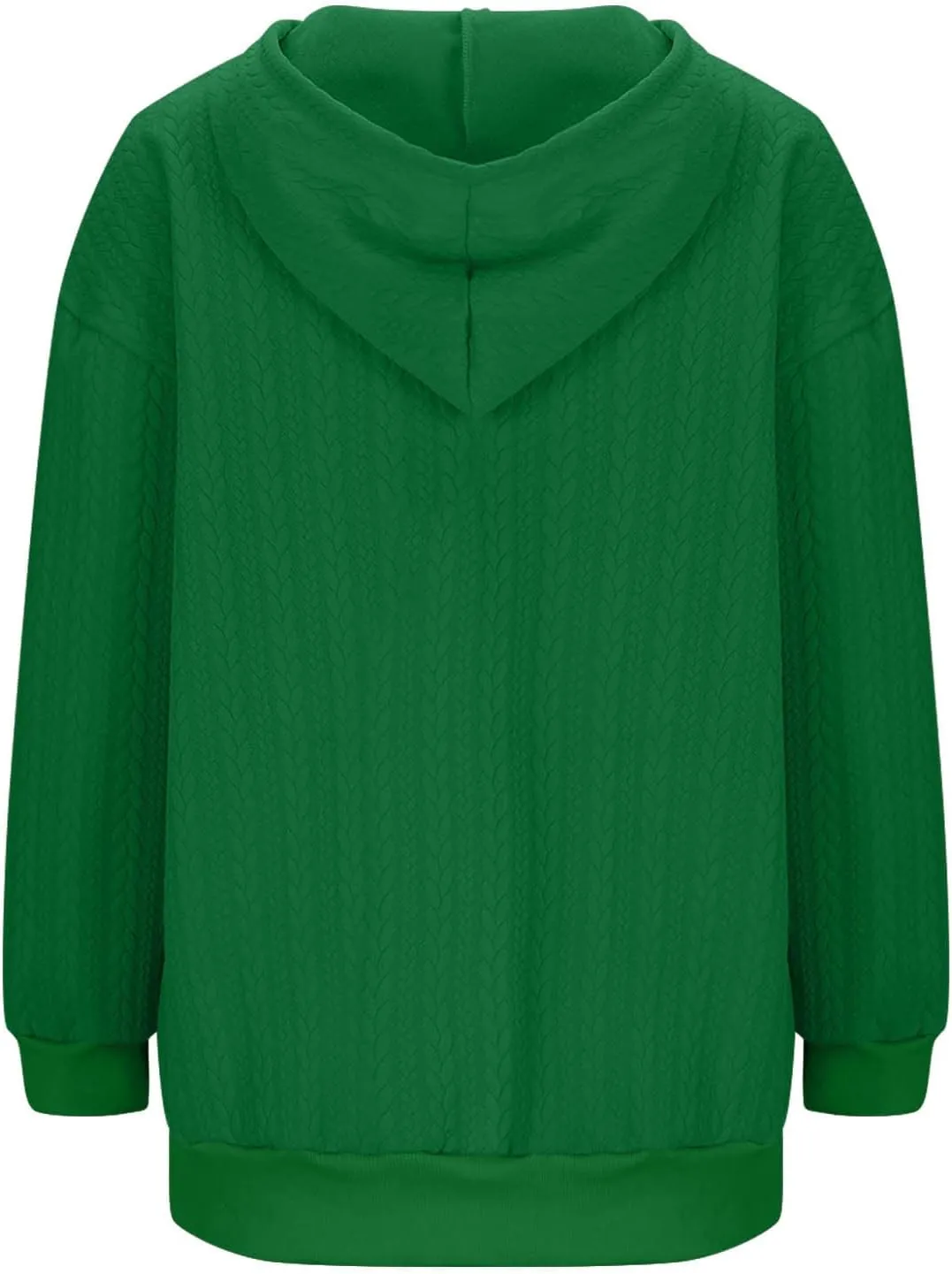Womens Oversized Sweatshirt 2024 Zip Front Long Sleeve Hooded Knit Cardigan Sweater Solid Color Outwear Coat