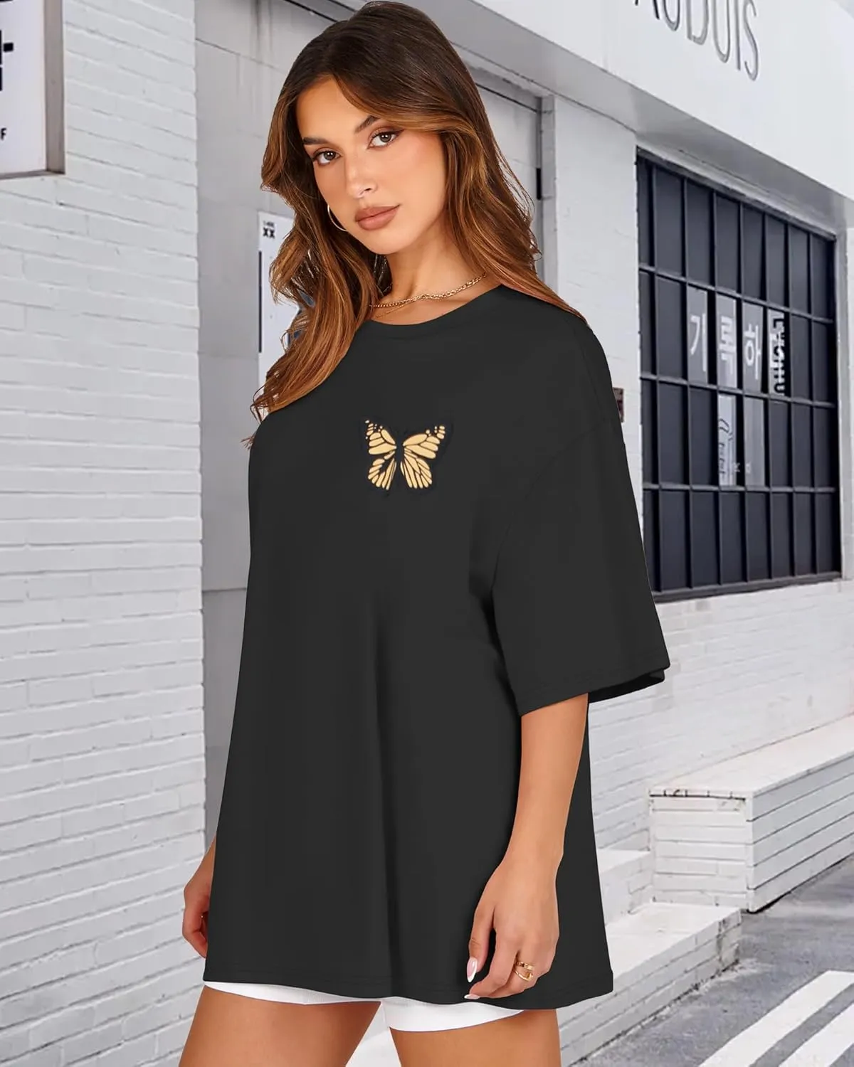 Womens Oversized Tshirt Graphic Tees Crew Neck Summer Short Sleeve Loose Fit Tops