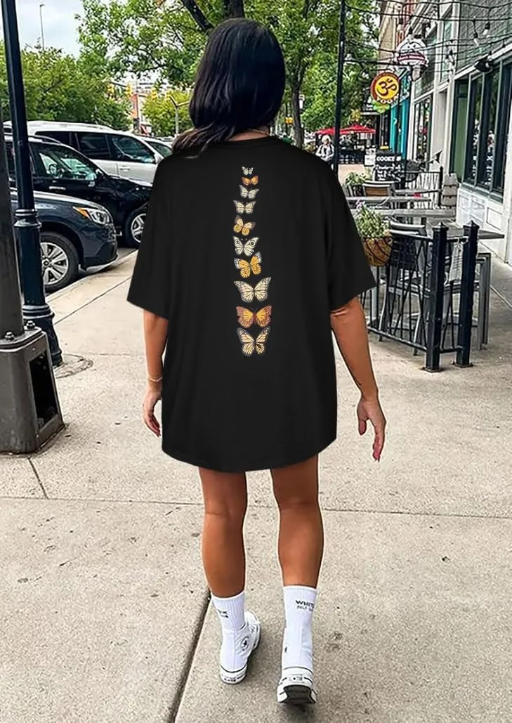 Womens Oversized Tshirt Graphic Tees Crew Neck Summer Short Sleeve Loose Fit Tops