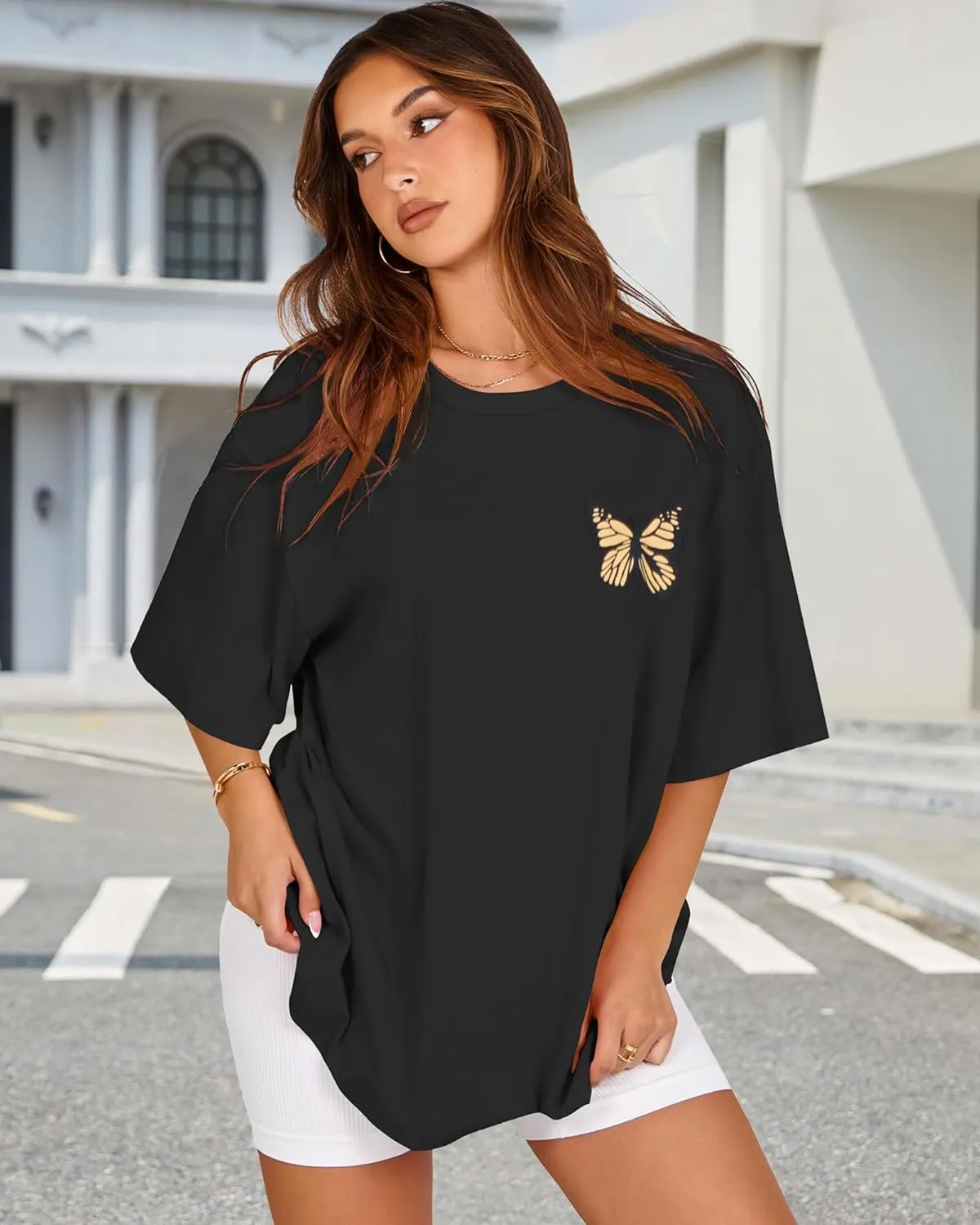Womens Oversized Tshirt Graphic Tees Crew Neck Summer Short Sleeve Loose Fit Tops