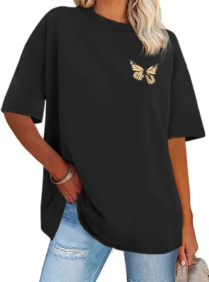 Womens Oversized Tshirt Graphic Tees Crew Neck Summer Short Sleeve Loose Fit Tops