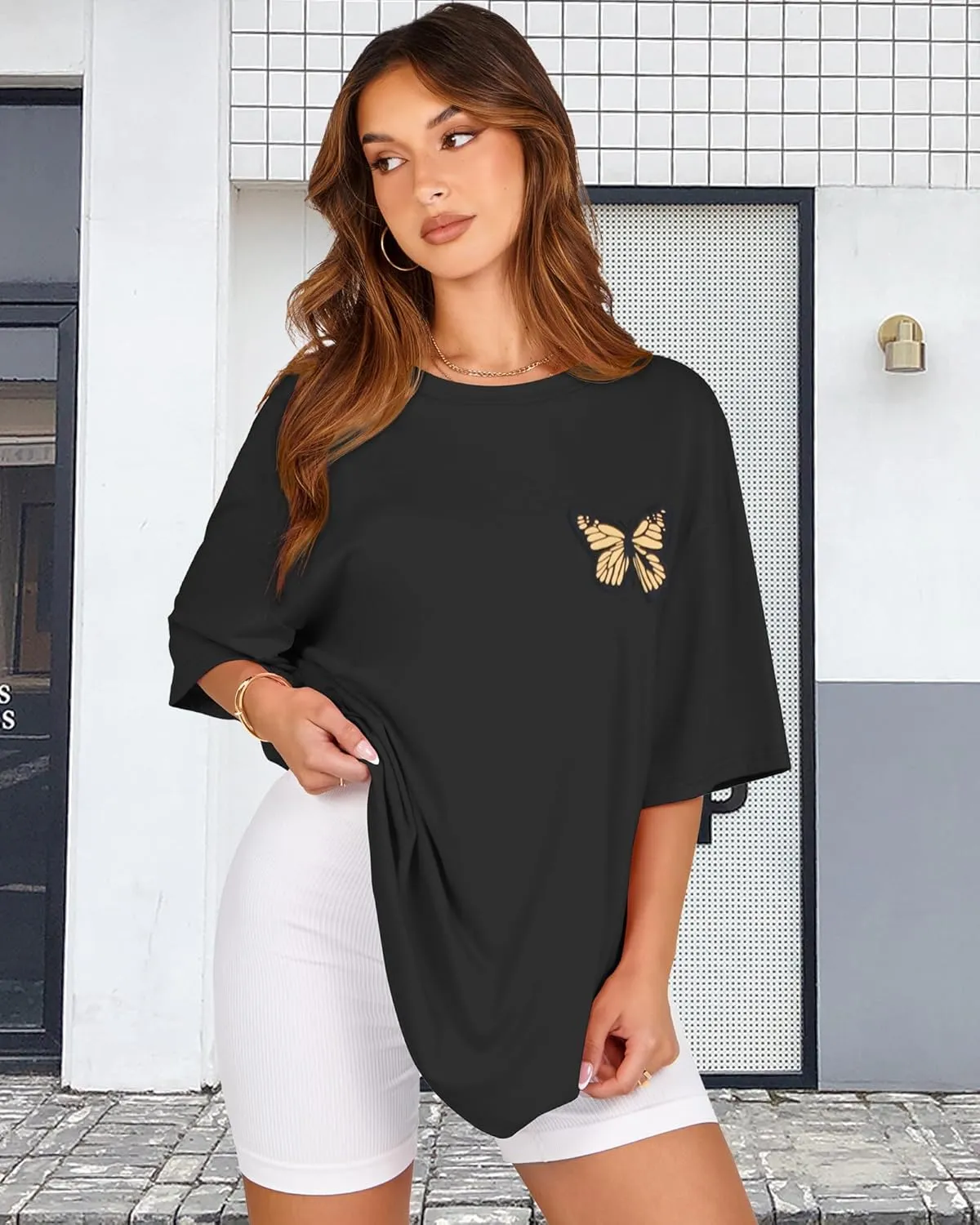 Womens Oversized Tshirt Graphic Tees Crew Neck Summer Short Sleeve Loose Fit Tops